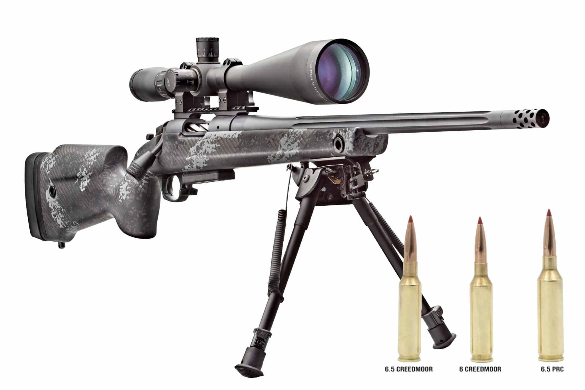 Bergara Crest rifle with inset of 6.5 Creedmoor, 6 Creedmoor and 6.5 PRC