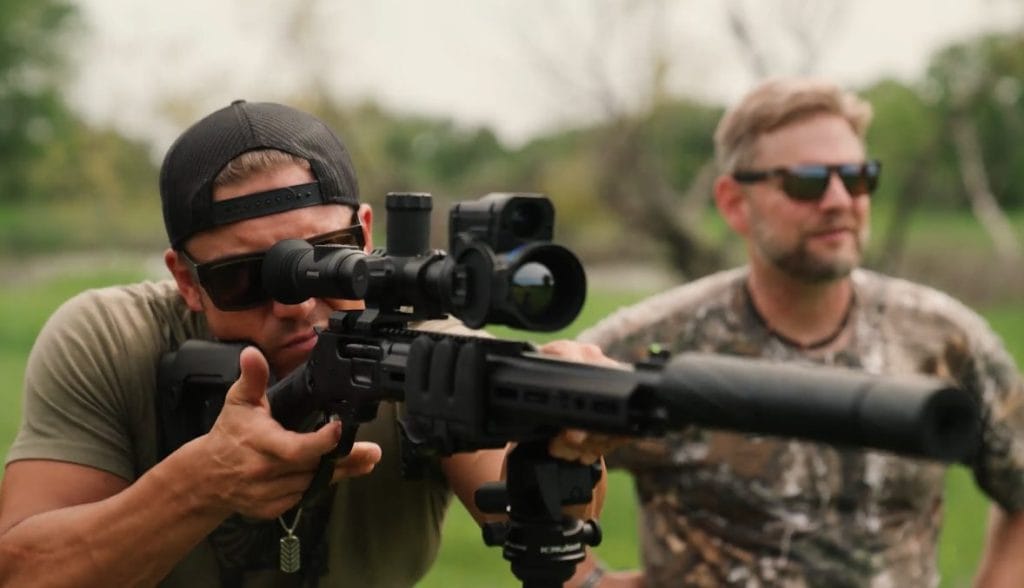 Hook & Barrel's John Radzwilla running the Marlin Dark Series .45-70 Govt. rifle equipped with Pulsar Thermals and Silencer Central's BANISH 46 multi-caliber suppressor.