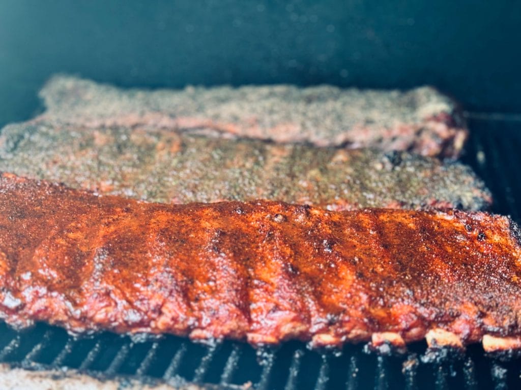 st louis pork ribs on a smoker