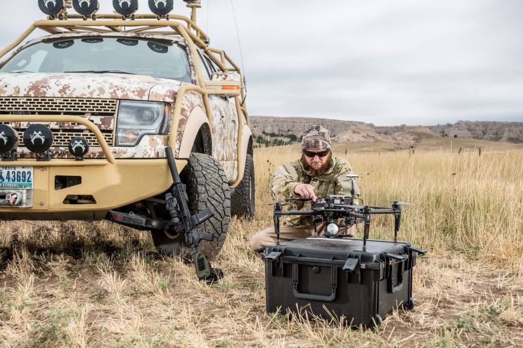 The envy of hunters and overlanders everywhere, Volk’s F-150 Raptor can launch and control infrared-equipped drones to scout key locations for feral swine. 