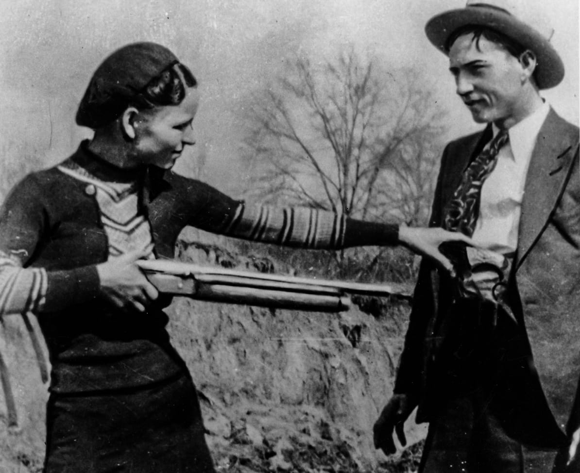 Bonnie and Clyde with Model 11 shotgun.